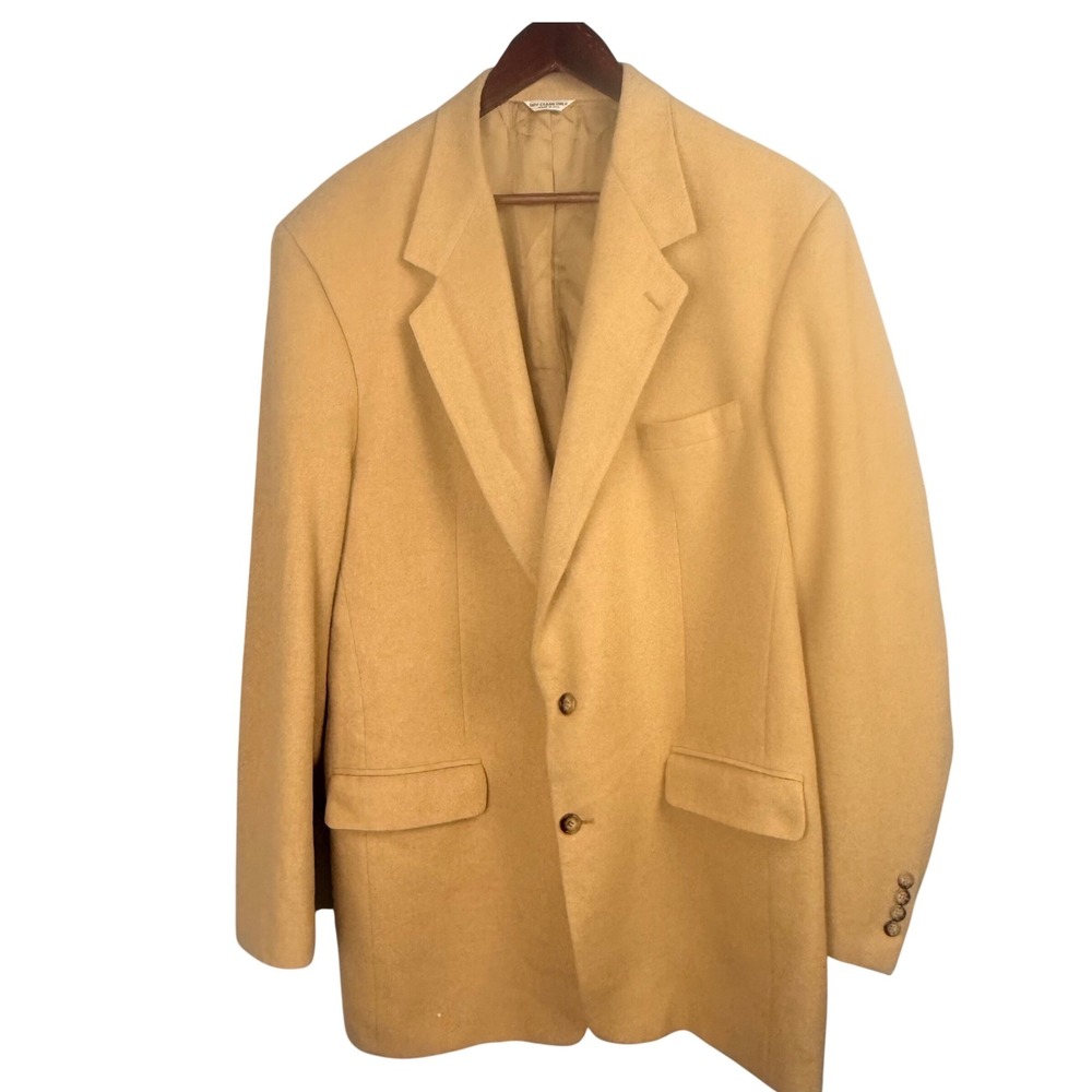 Bill Blass Mens Blazer 100% Camel Hair Tan Vintage Union Made USA Sport Coat